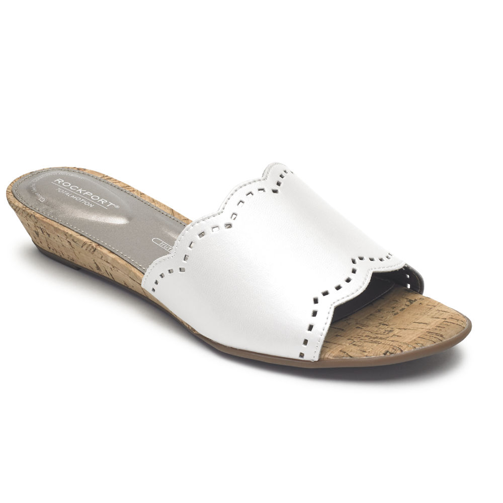 Rockport Singapore Womens Slides - Total Motion Zandra Scallop White - GL3104572